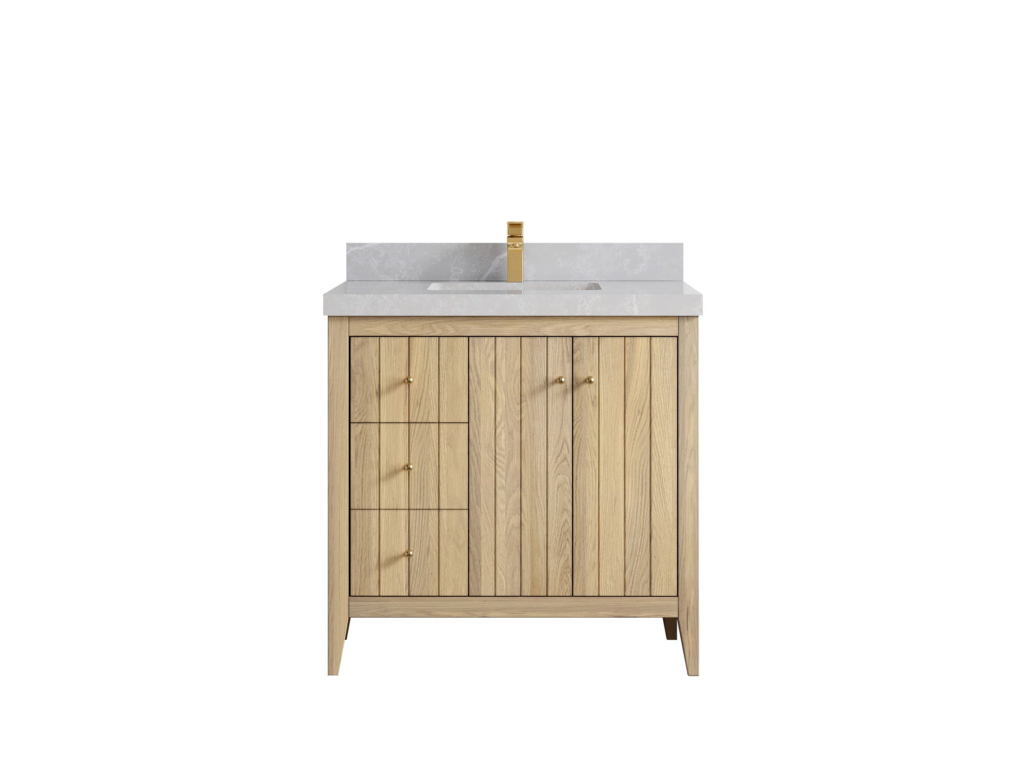 Atlanta White Oak 36" W x 22" D Center Sink Vanity for Elegant Bathrooms - Willow Bath and Vanity