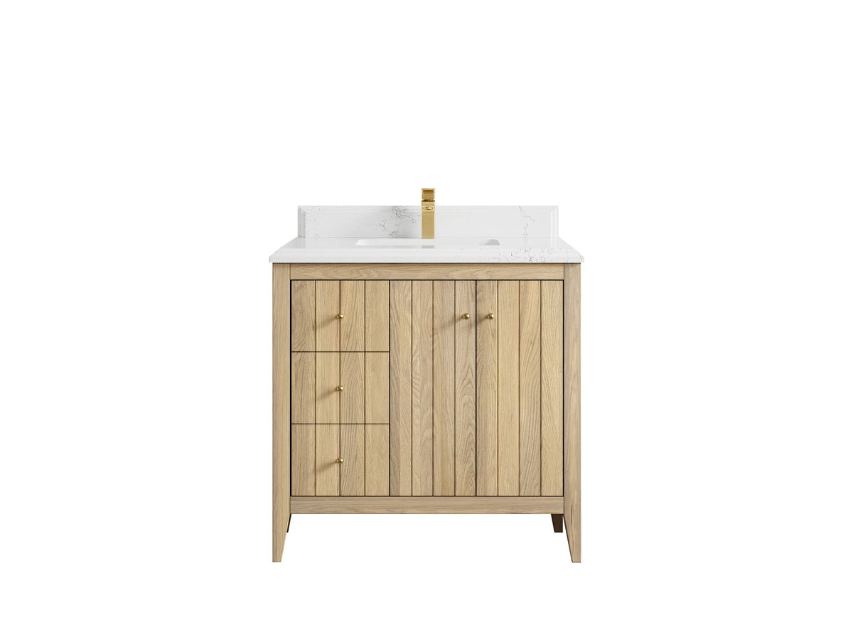 Atlanta White Oak 36" W x 22" D Center Sink Vanity for Elegant Bathrooms - Willow Bath and Vanity