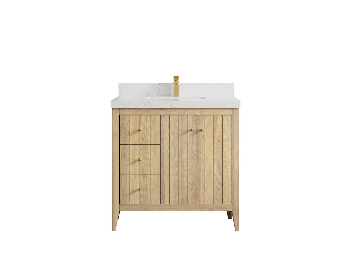 Atlanta White Oak 36" W x 22" D Center Sink Vanity for Elegant Bathrooms - Willow Bath and Vanity