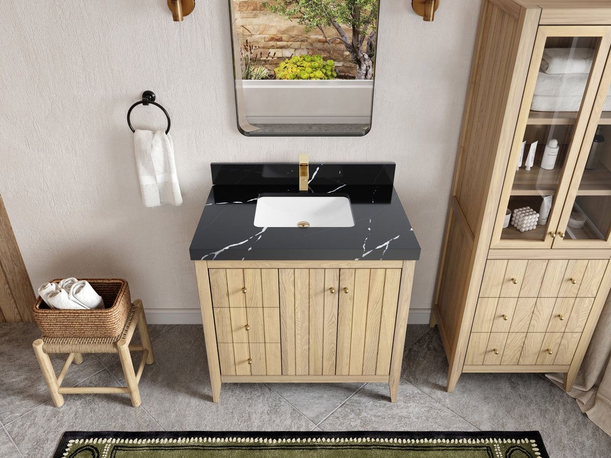 Atlanta White Oak 36" W x 22" D Center Sink Vanity for Elegant Bathrooms - Willow Bath and Vanity