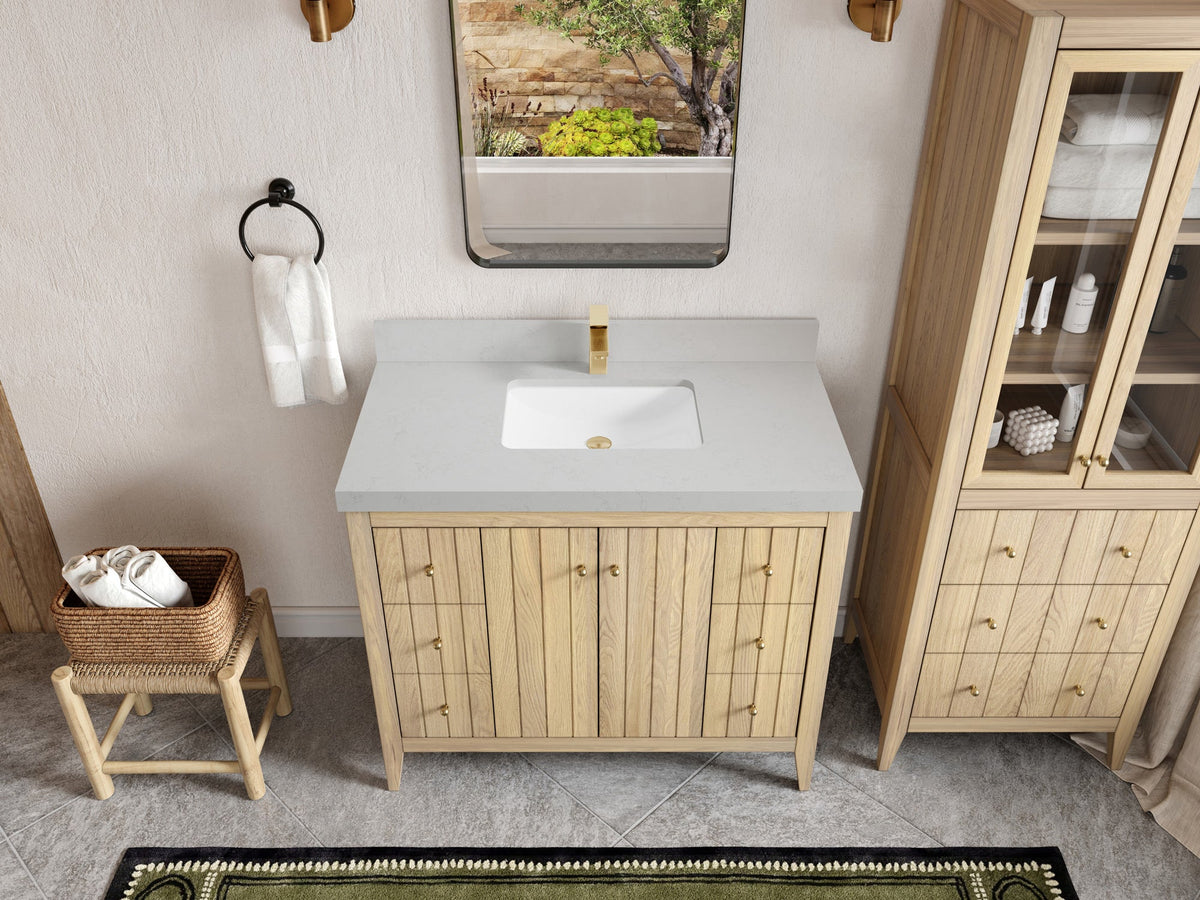 Atlanta White Oak 42 in. W x 22 in. D Single Sink Bathroom Vanity - Willow Bath and Vanity