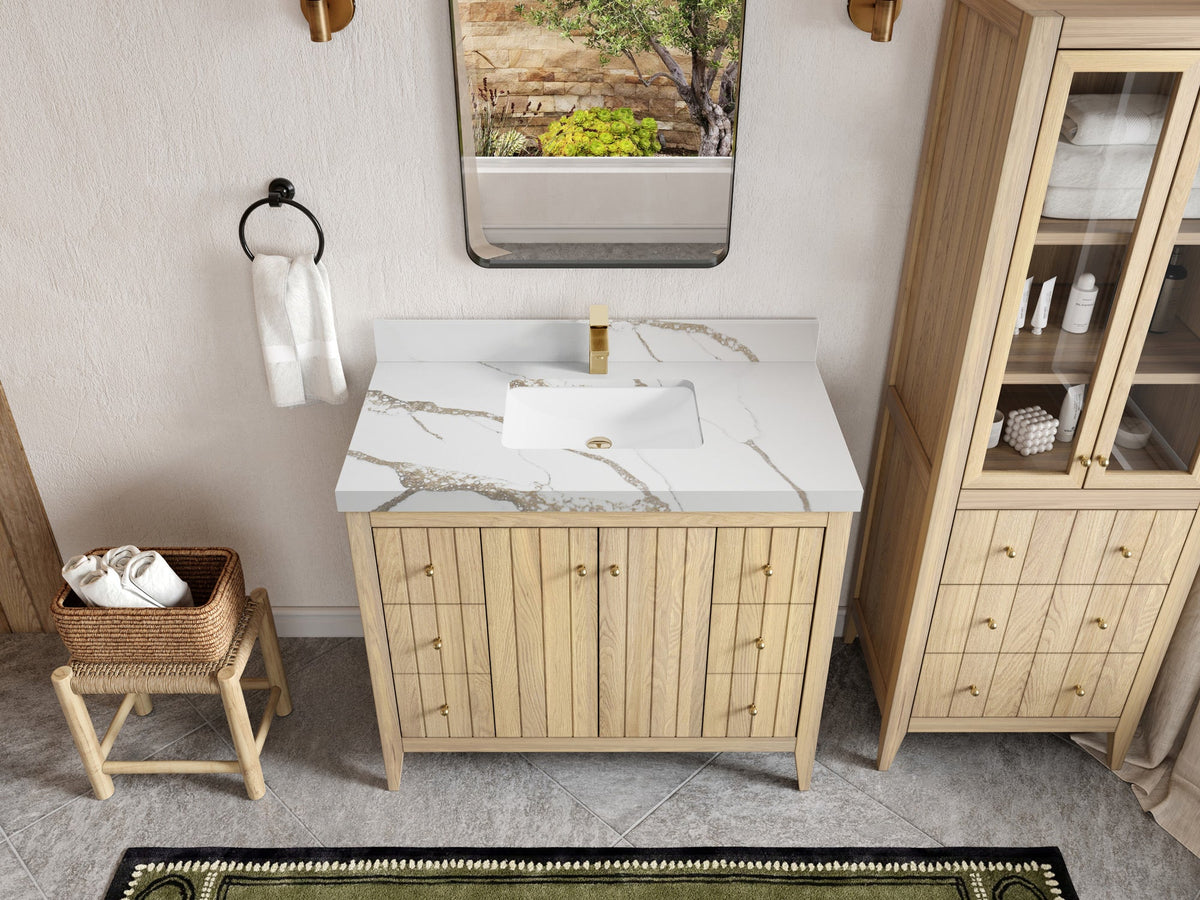 Atlanta White Oak 42 in. W x 22 in. D Single Sink Bathroom Vanity - Willow Bath and Vanity