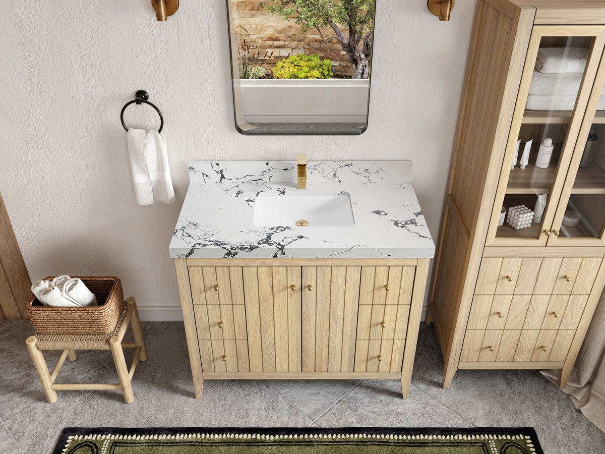 Atlanta White Oak 42 in. W x 22 in. D Single Sink Bathroom Vanity - Willow Bath and Vanity