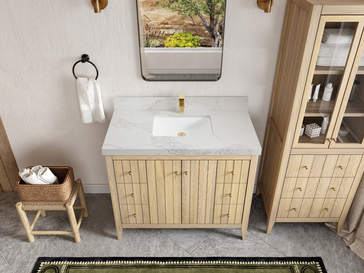 Atlanta White Oak 42 in. W x 22 in. D Single Sink Bathroom Vanity - Willow Bath and Vanity