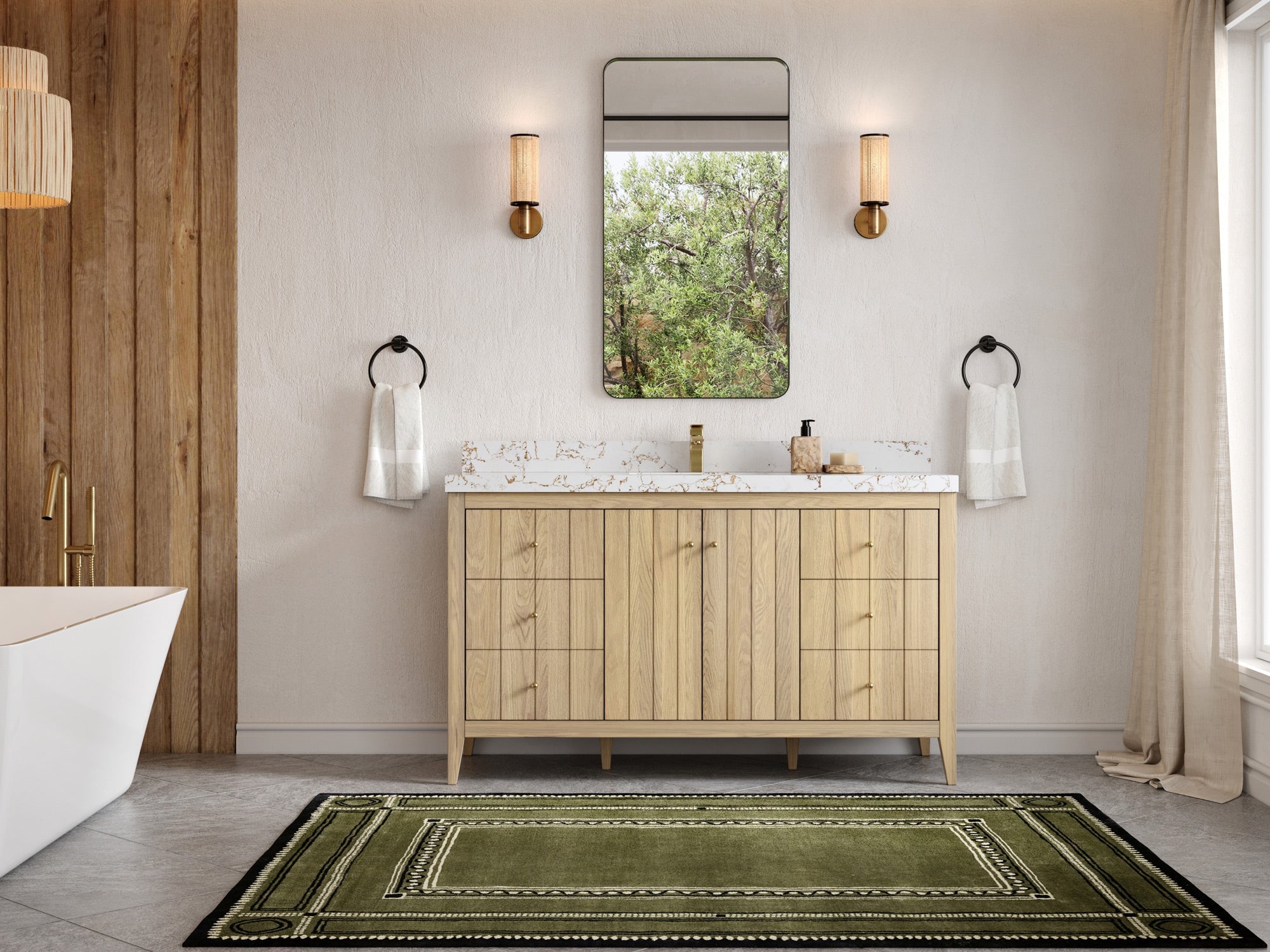 Atlanta White Oak 60 in. W x 22 in. D Single Sink Bathroom Vanity - Willow Bath and Vanity
