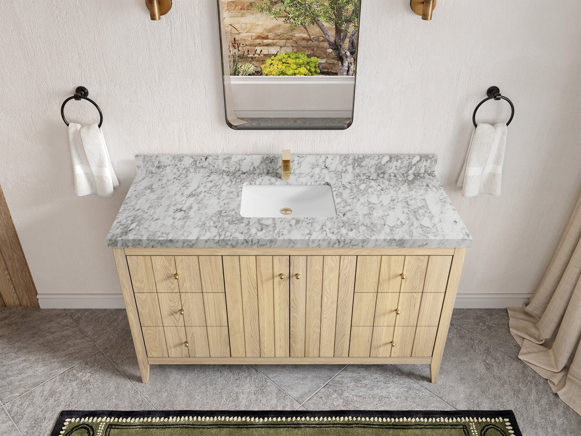 Atlanta White Oak 60 in. W x 22 in. D Single Sink Bathroom Vanity - Willow Bath and Vanity