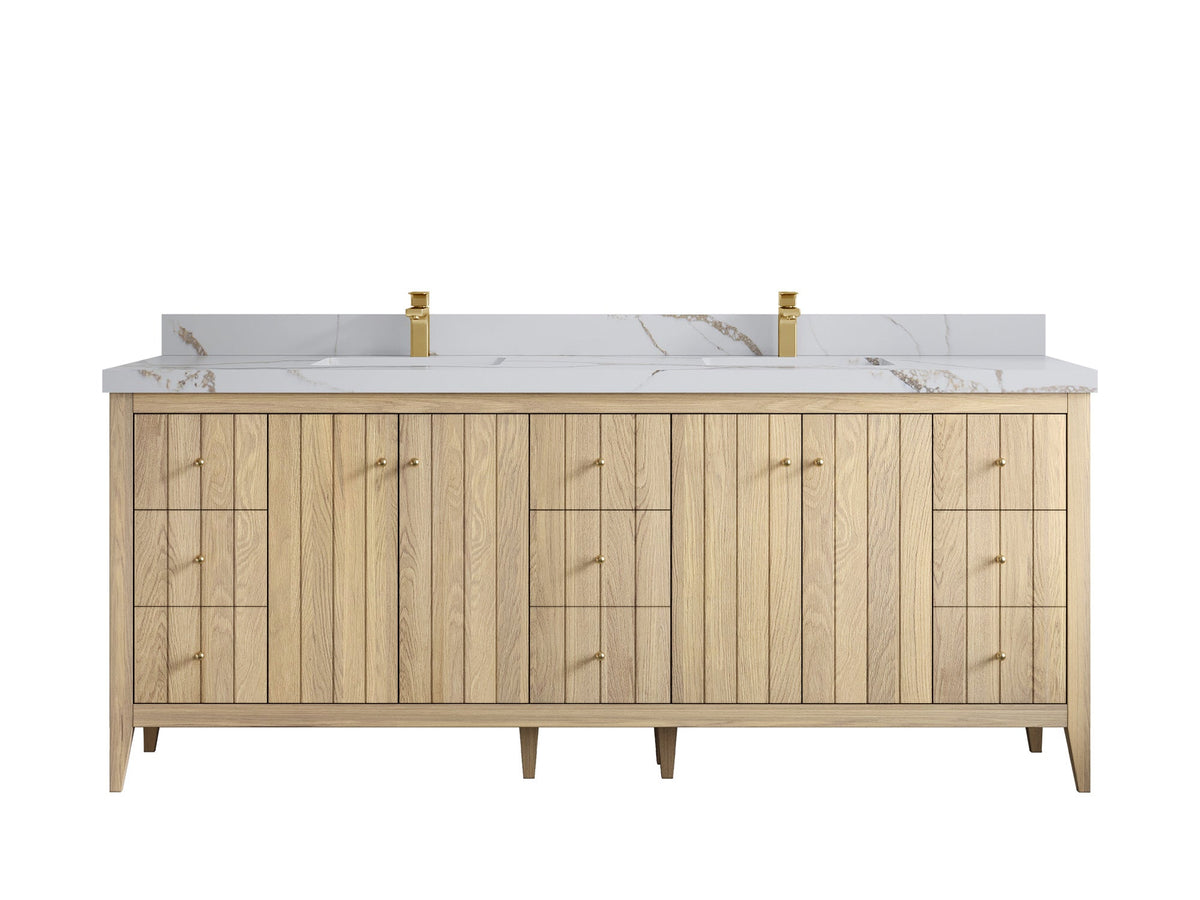 Atlanta White Oak 84 in. W x 22 in. D Double Sink Bathroom Vanity - Willow Bath and Vanity