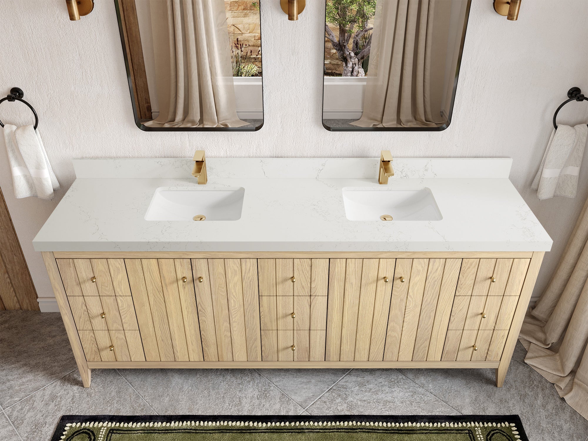 Atlanta White Oak 84 in. W x 22 in. D Double Sink Bathroom Vanity - Willow Bath and Vanity