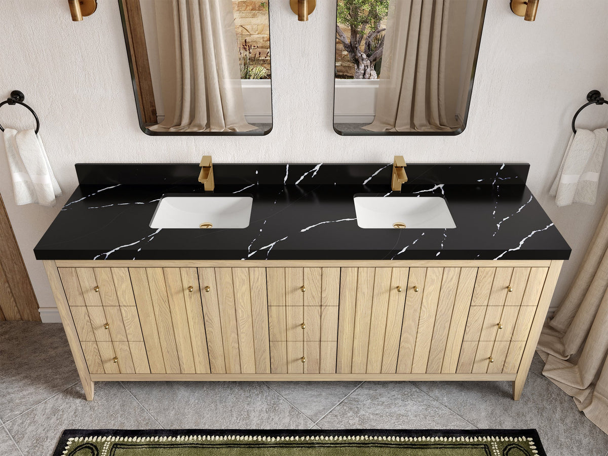 Atlanta White Oak 84 in. W x 22 in. D Double Sink Bathroom Vanity - Willow Bath and Vanity