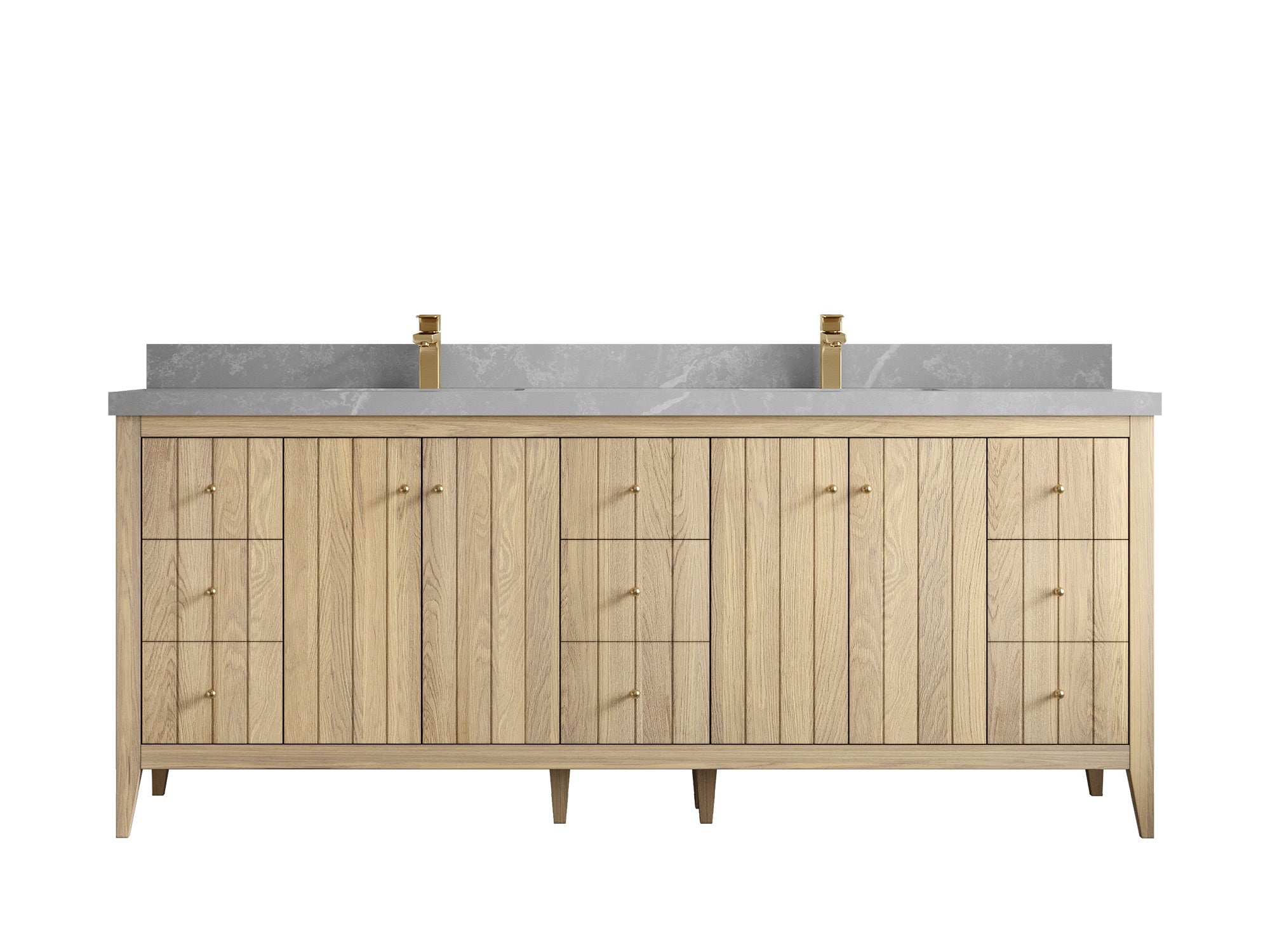Atlanta White Oak 84 in. W x 22 in. D Double Sink Bathroom Vanity - Willow Bath and Vanity