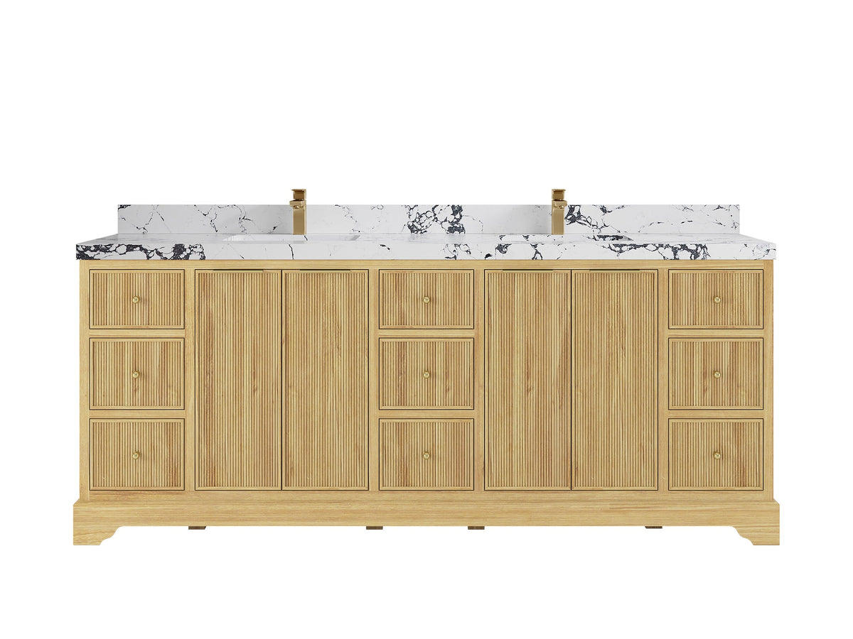 Austin Teak Wood 84 in. W x 22 in. D Double Sink Bathroom Vanity - Willow Bath and Vanity