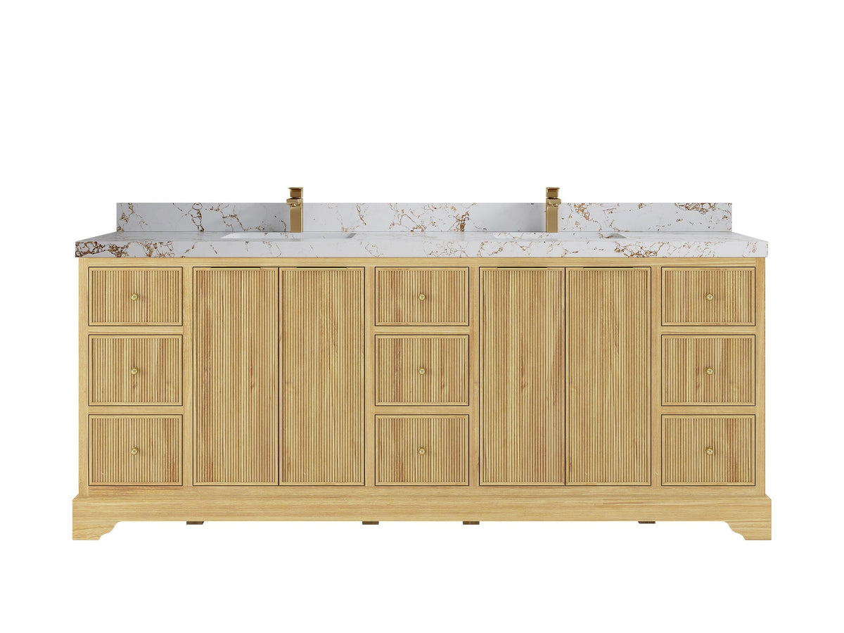 Austin Teak Wood 84 in. W x 22 in. D Double Sink Bathroom Vanity - Willow Bath and Vanity