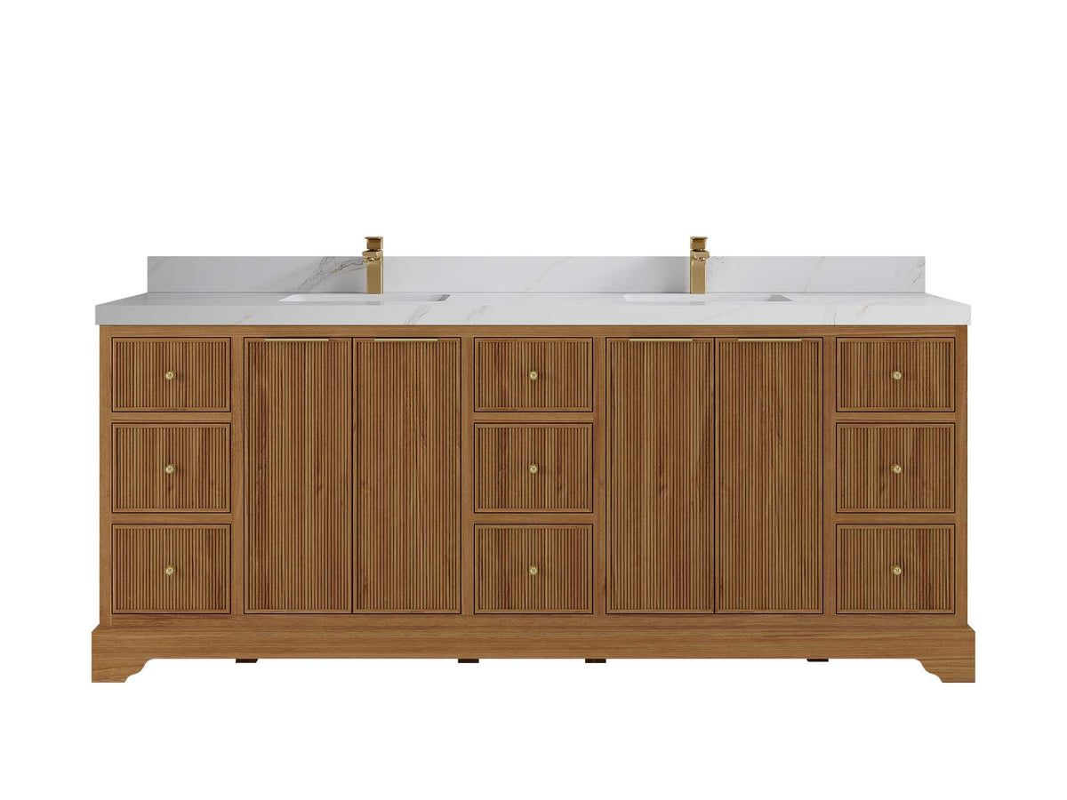 Austin Teak Wood 84 in. W x 22 in. D Double Sink Bathroom Vanity - Willow Bath and Vanity