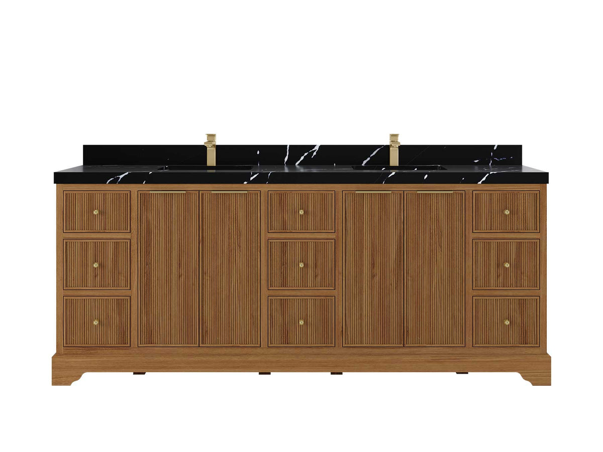 Austin Teak Wood 84 in. W x 22 in. D Double Sink Bathroom Vanity - Willow Bath and Vanity