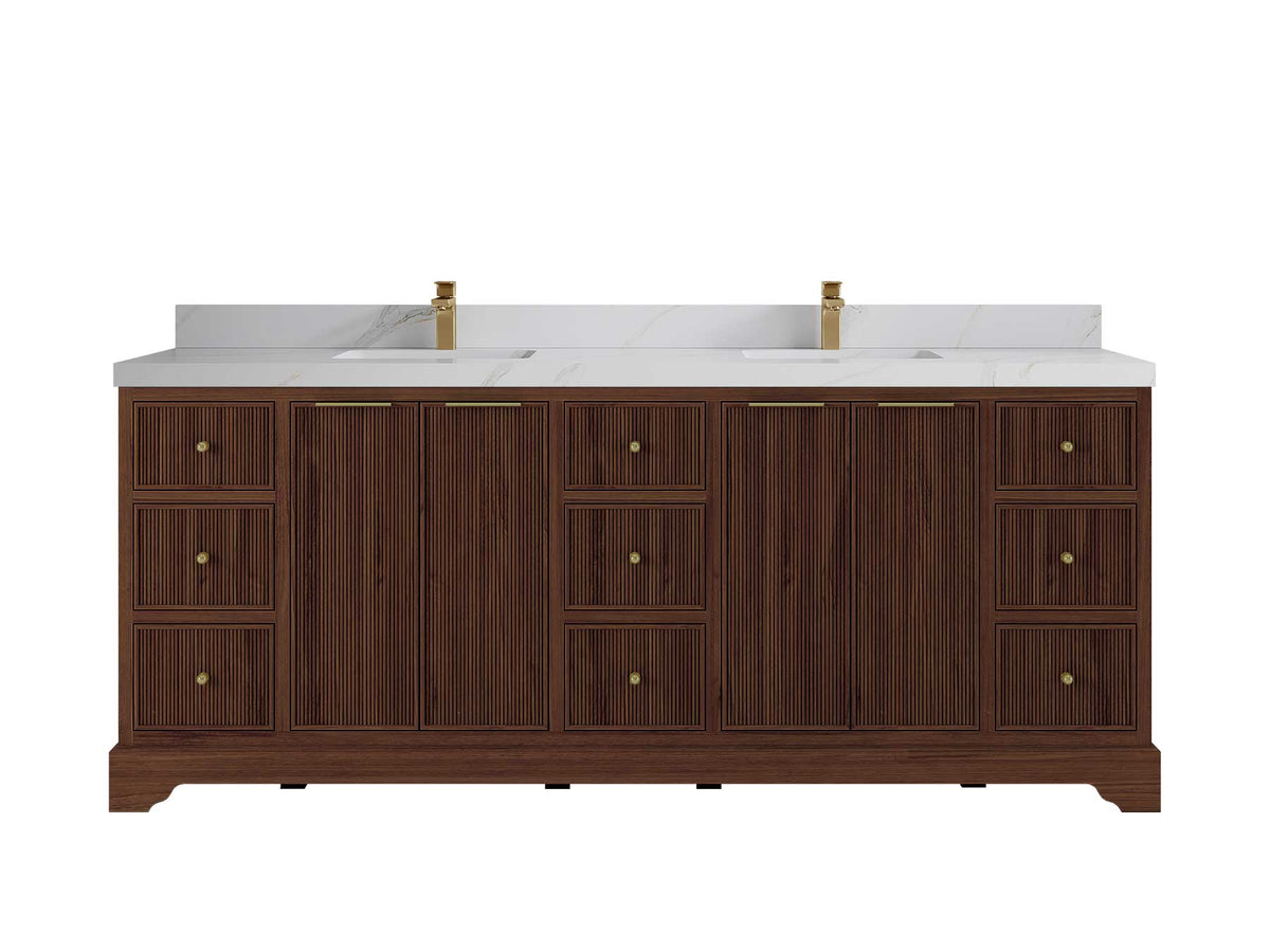 Austin Teak Wood 84 in. W x 22 in. D Double Sink Bathroom Vanity - Willow Bath and Vanity