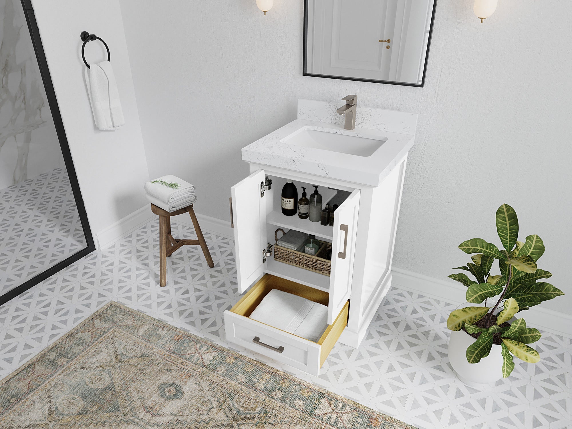 Boston 24 in. W x 22 in. D Single Sink Bathroom Vanity - Willow Bath and Vanity