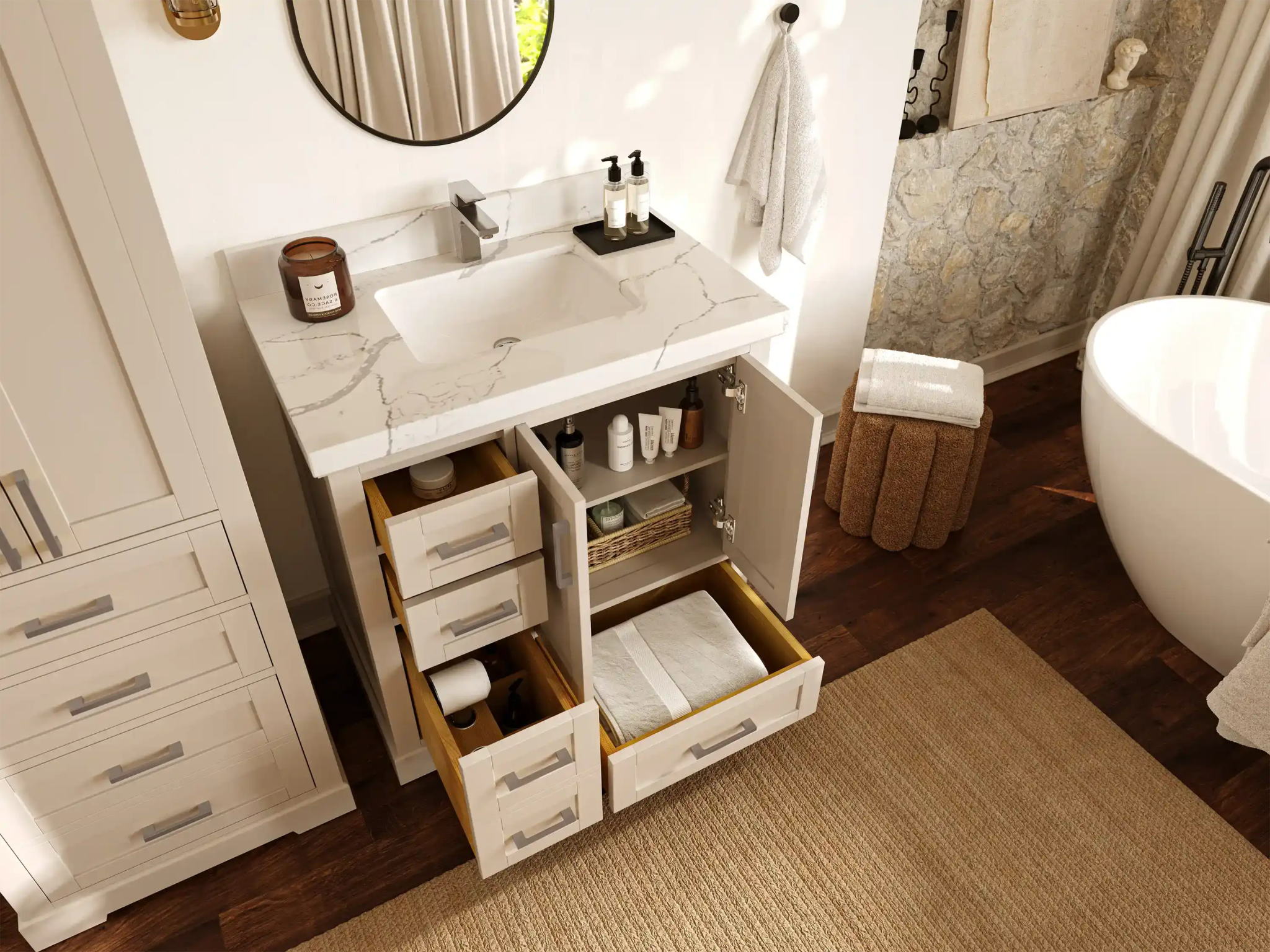 Boston 36 in. W x 22 in. D Center Sink Bathroom Vanity - Willow Bath and Vanity