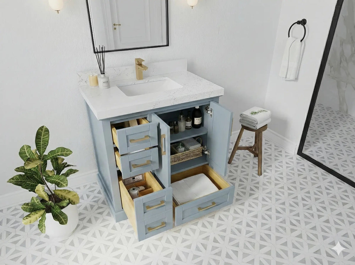 Boston 36 in. W x 22 in. D Center Sink Bathroom Vanity - Willow Bath and Vanity