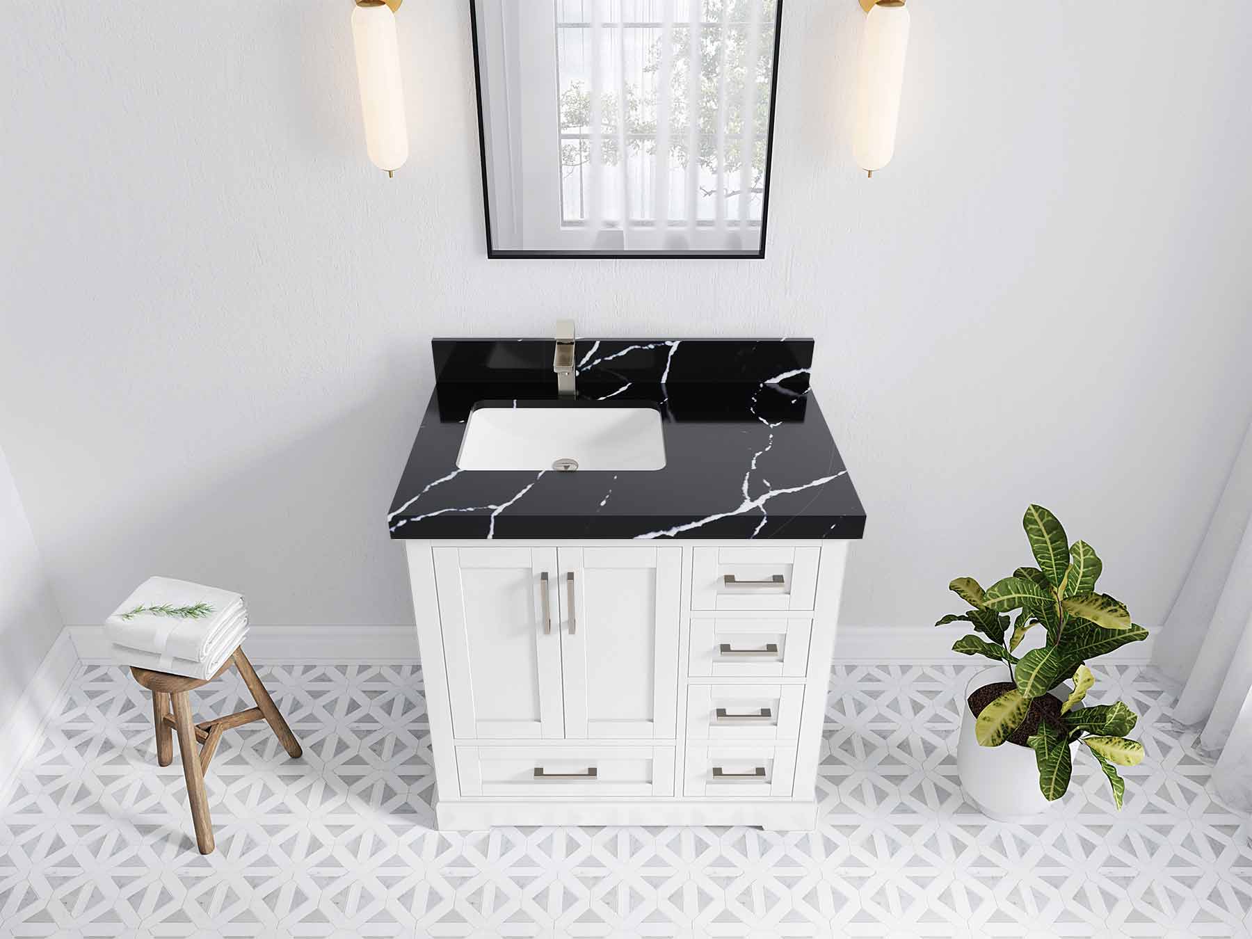 Boston 36 in. W x 22 in. D Left Offset Sink Bathroom Vanity - Willow Bath and Vanity