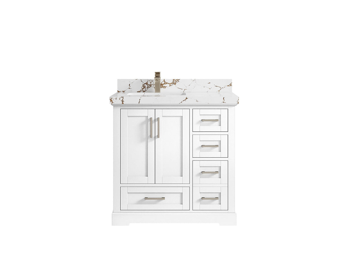 Boston 36 in. W x 22 in. D Left Offset Sink Bathroom Vanity - Willow Bath and Vanity