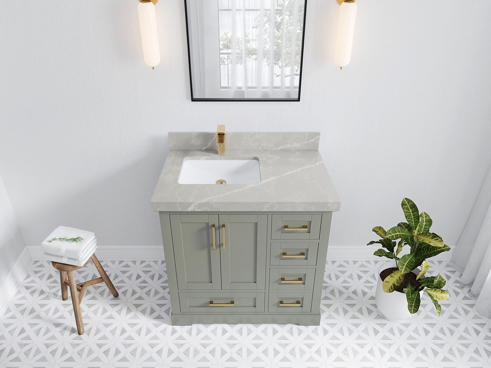 Boston 36 in. W x 22 in. D Left Offset Sink Bathroom Vanity - Willow Bath and Vanity