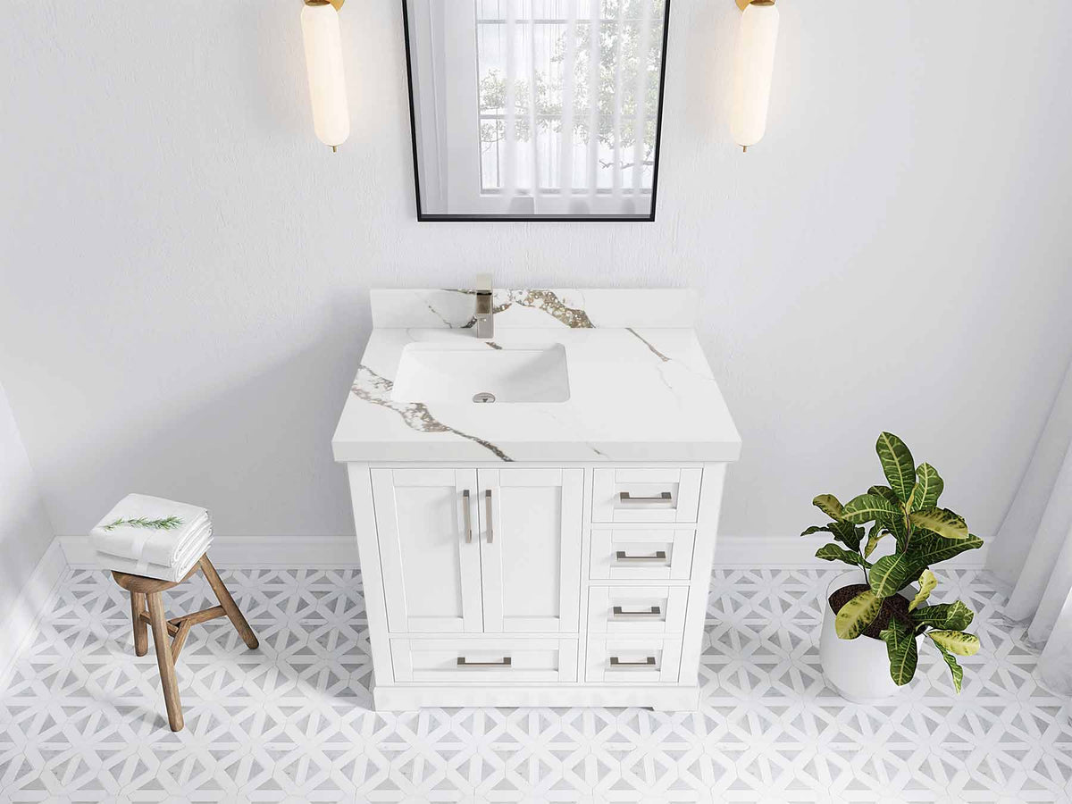 Boston 36 in. W x 22 in. D Left Offset Sink Bathroom Vanity - Willow Bath and Vanity