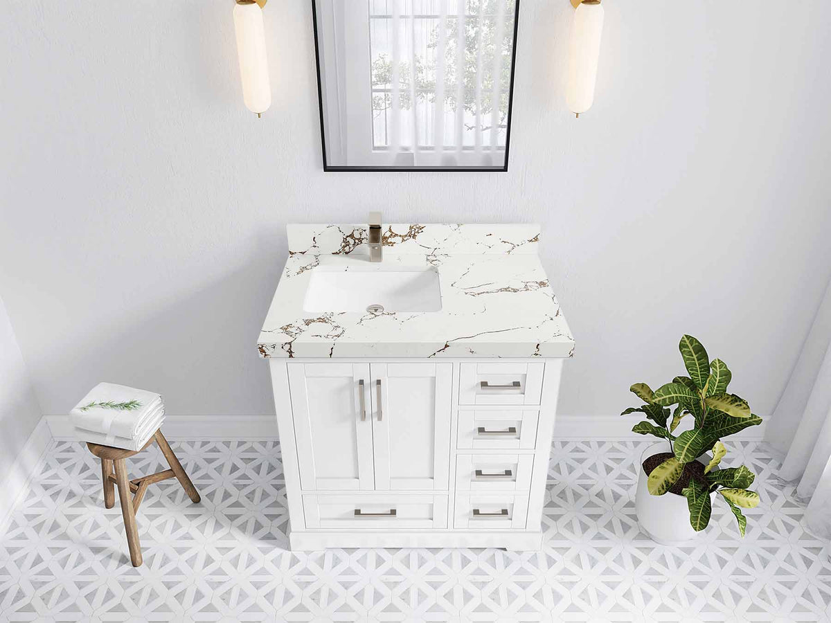 Boston 36 in. W x 22 in. D Left Offset Sink Bathroom Vanity - Willow Bath and Vanity