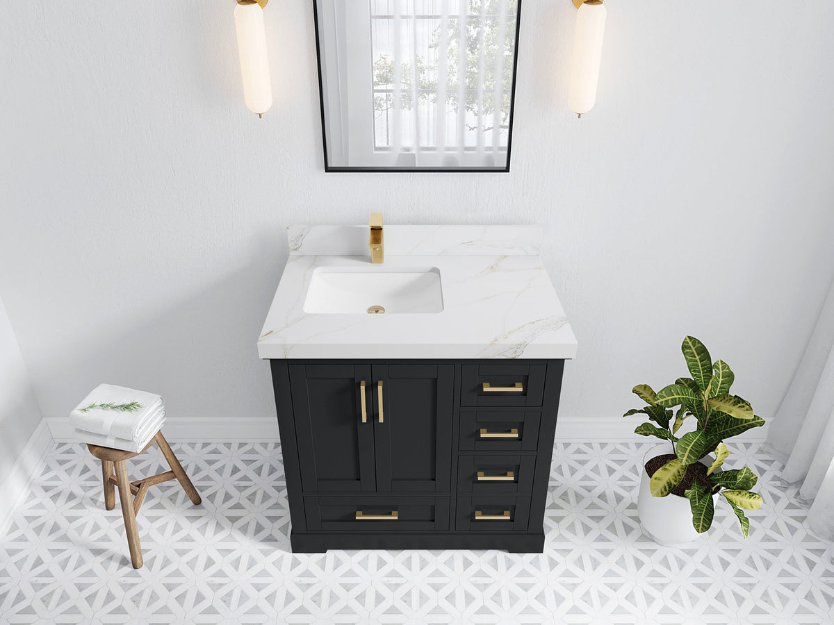Boston 36 in. W x 22 in. D Left Offset Sink Bathroom Vanity - Willow Bath and Vanity