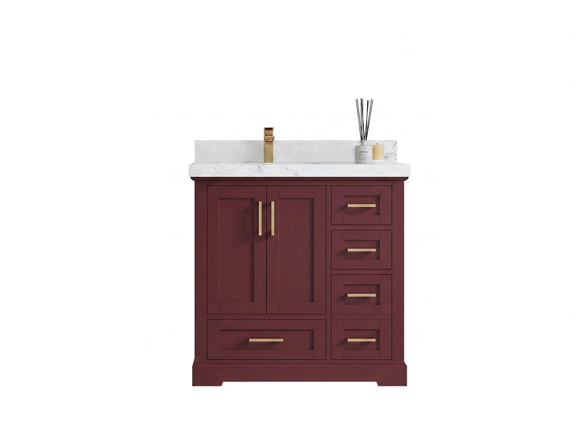 Boston 36 in. W x 22 in. D Left Offset Sink Bathroom Vanity - Willow Bath and Vanity
