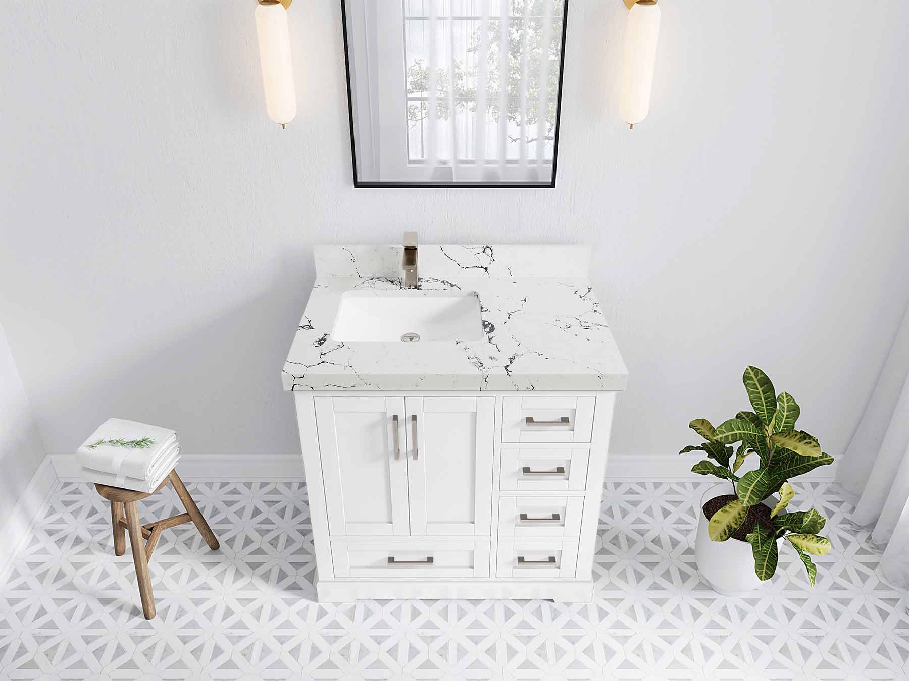 Boston 36 in. W x 22 in. D Left Offset Sink Bathroom Vanity - Willow Bath and Vanity