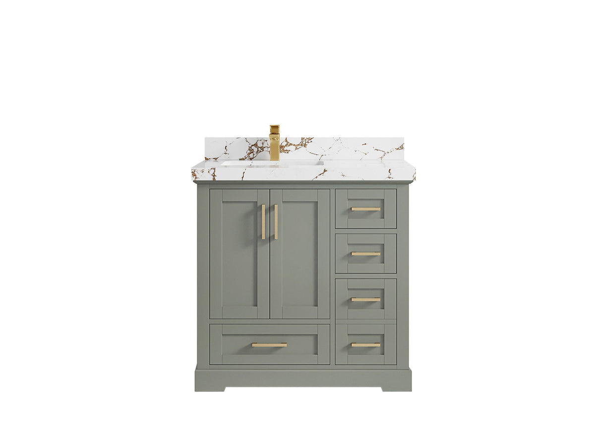 Boston 36 in. W x 22 in. D Left Offset Sink Bathroom Vanity - Willow Bath and Vanity