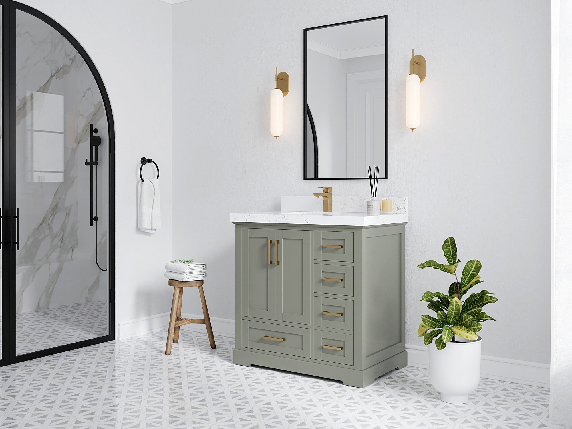 Boston 36 in. W x 22 in. D Left Offset Sink Bathroom Vanity - Willow Bath and Vanity