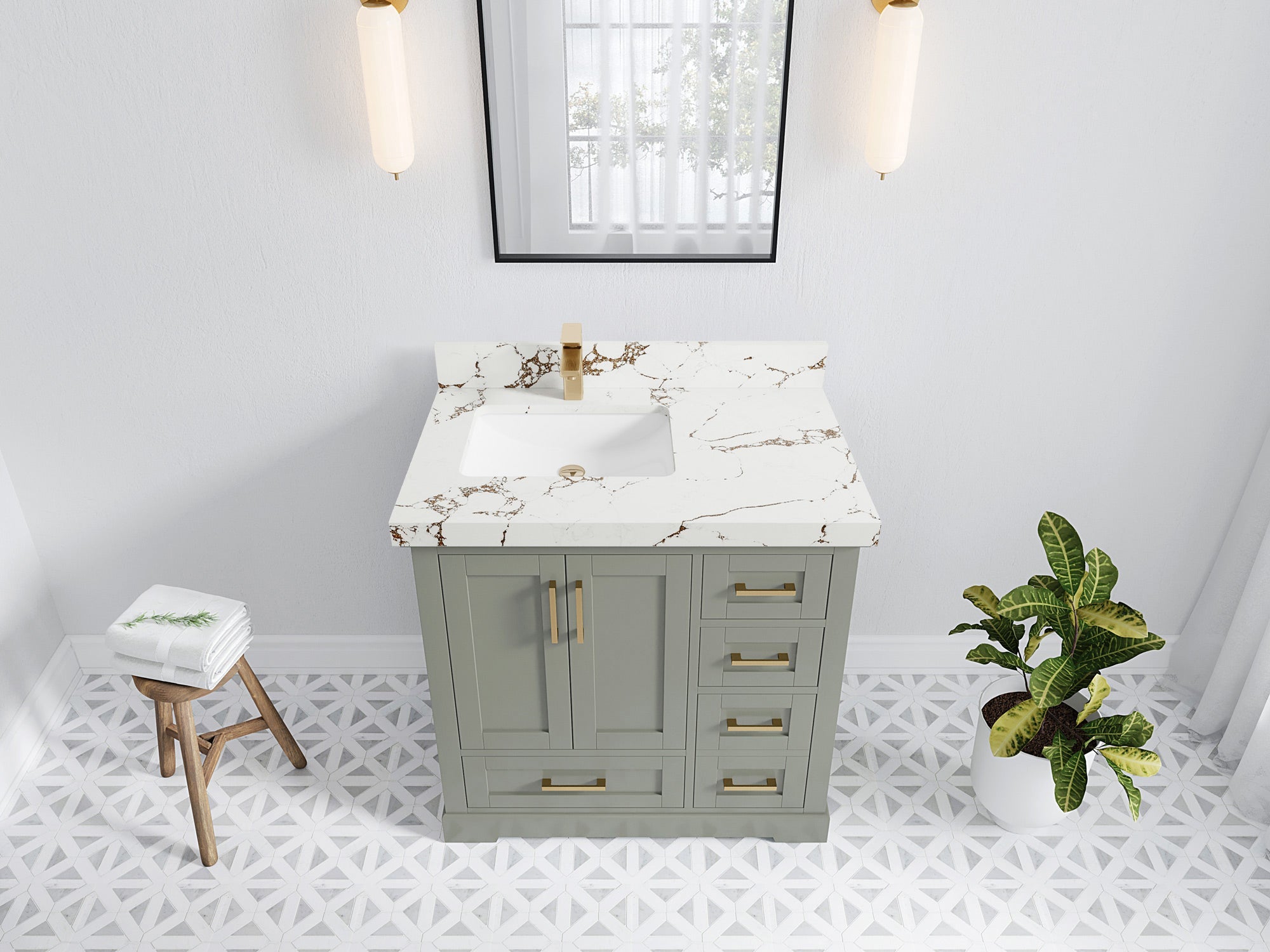 Boston 36 in. W x 22 in. D Left Offset Sink Bathroom Vanity - Willow Bath and Vanity