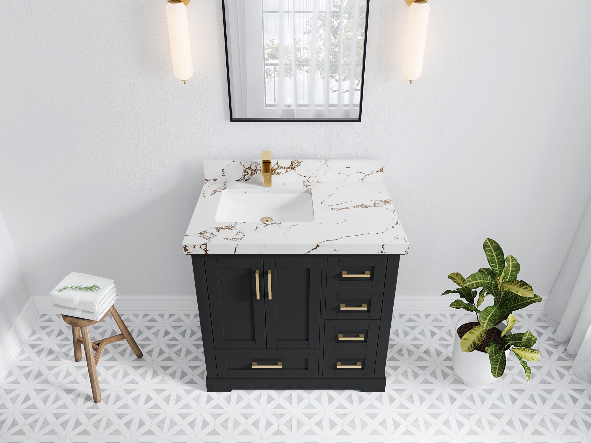 Boston 36 in. W x 22 in. D Left Offset Sink Bathroom Vanity - Willow Bath and Vanity