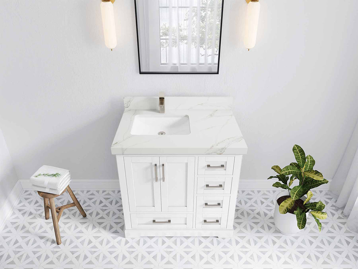 Boston 36 in. W x 22 in. D Left Offset Sink Bathroom Vanity - Willow Bath and Vanity