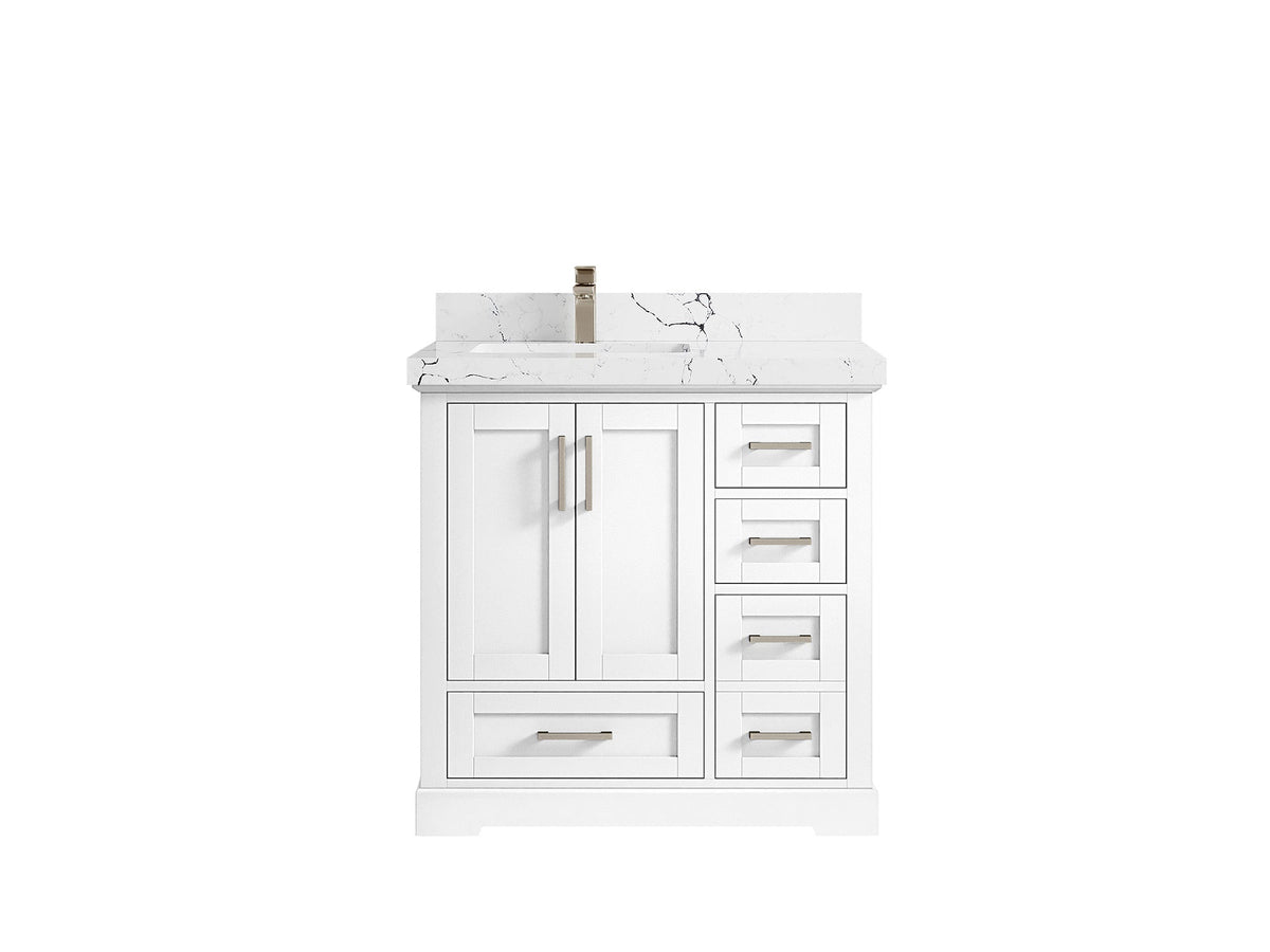 Boston 36 in. W x 22 in. D Left Offset Sink Bathroom Vanity - Willow Bath and Vanity