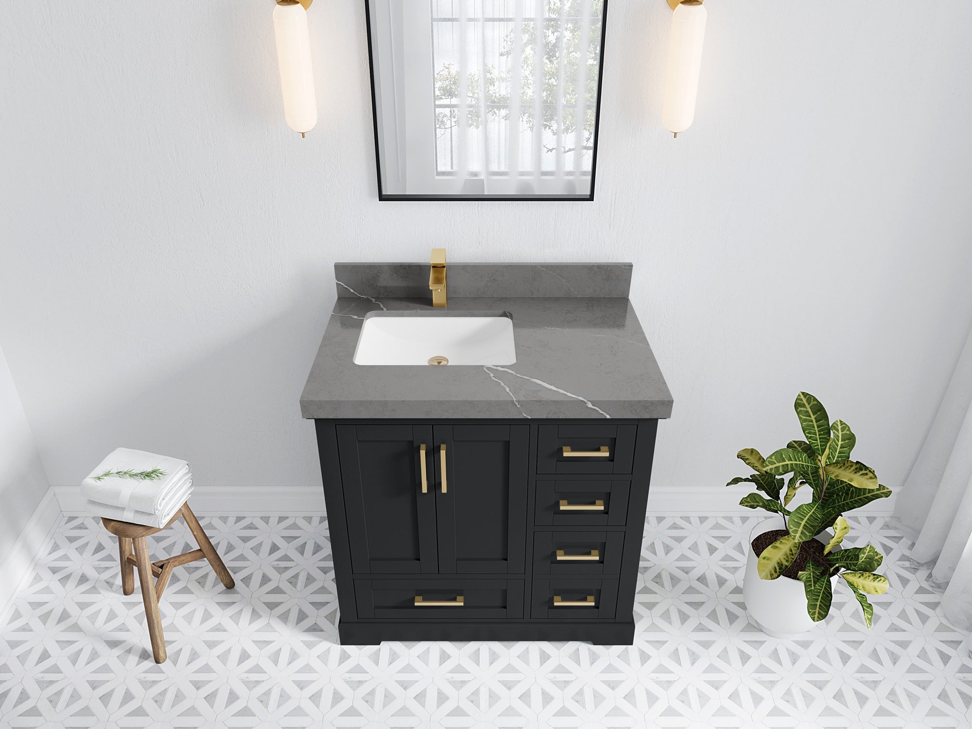 Boston 36 in. W x 22 in. D Left Offset Sink Bathroom Vanity - Willow Bath and Vanity