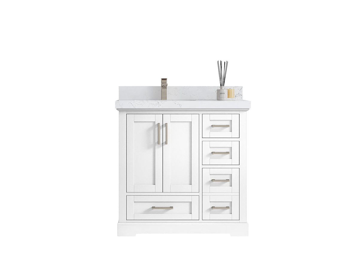Boston 36 in. W x 22 in. D Left Offset Sink Bathroom Vanity - Willow Bath and Vanity