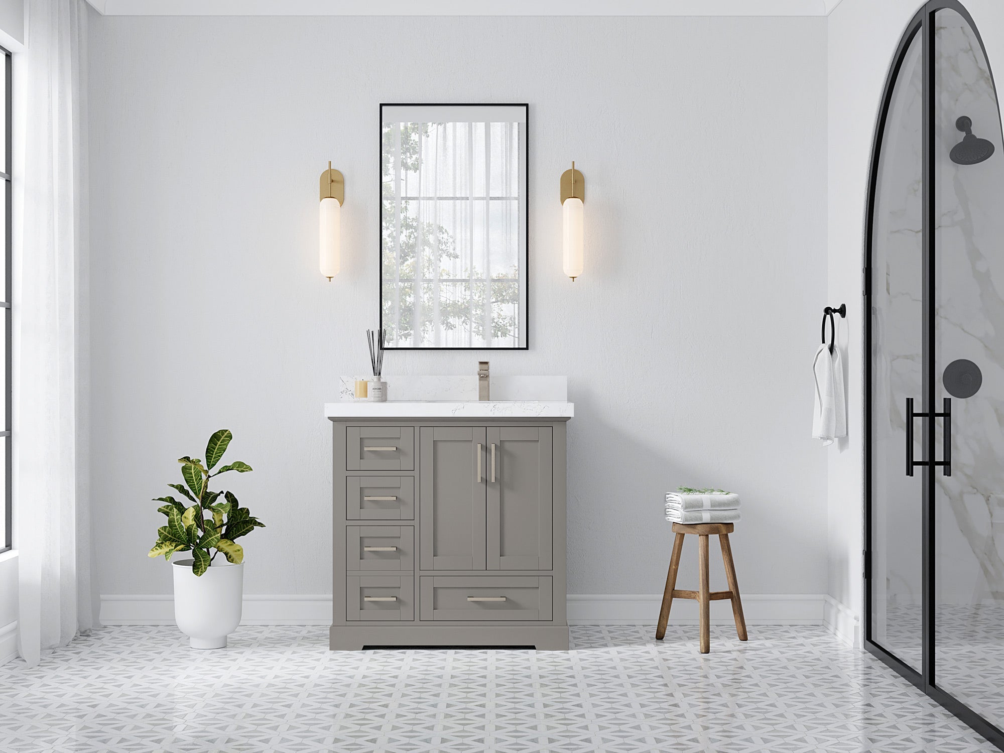 Boston 36 in. W x 22 in. D Right Offset Sink Bathroom Vanity - Willow Bath and Vanity