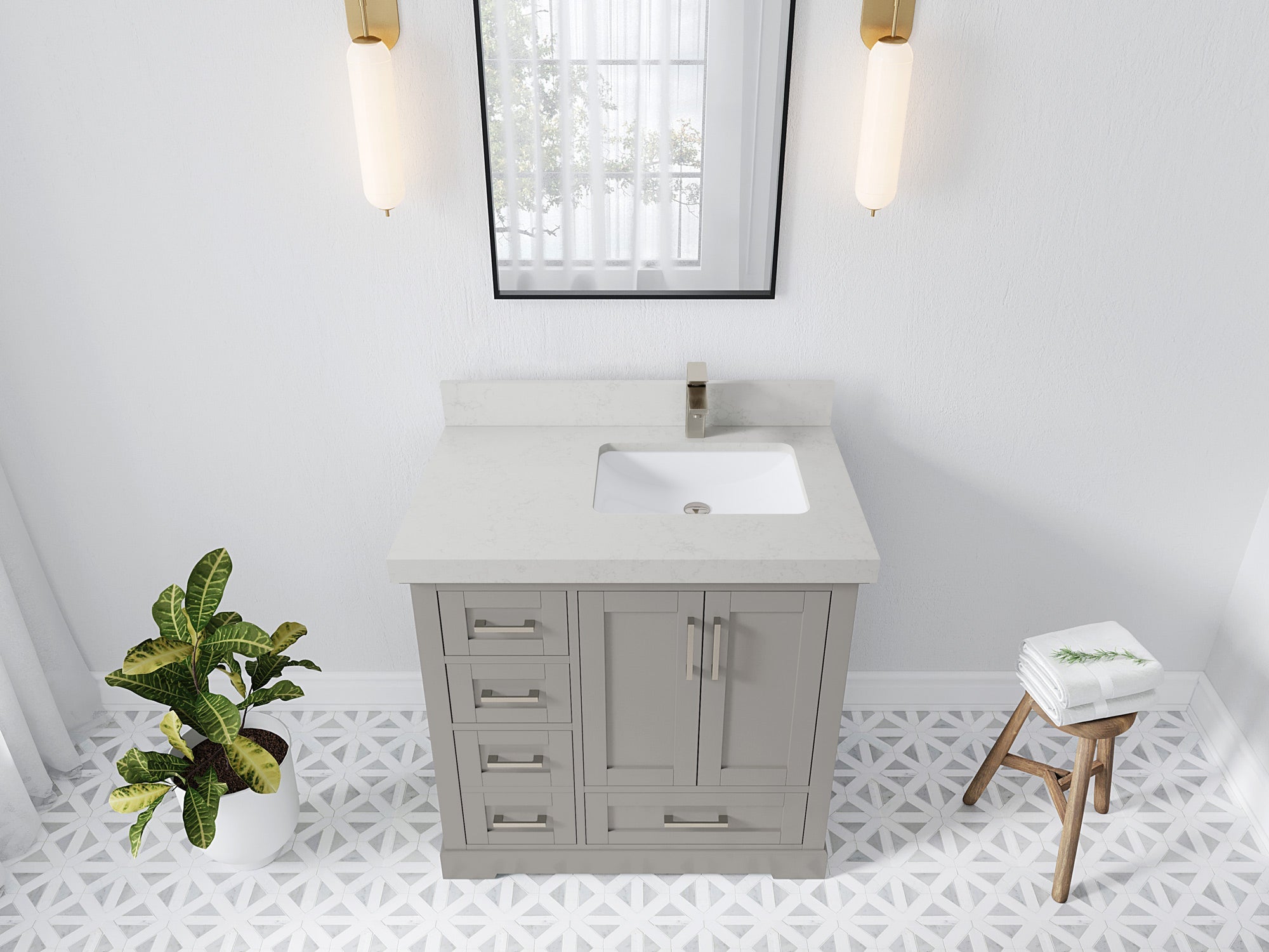 Boston 36 in. W x 22 in. D Right Offset Sink Bathroom Vanity - Willow Bath and Vanity