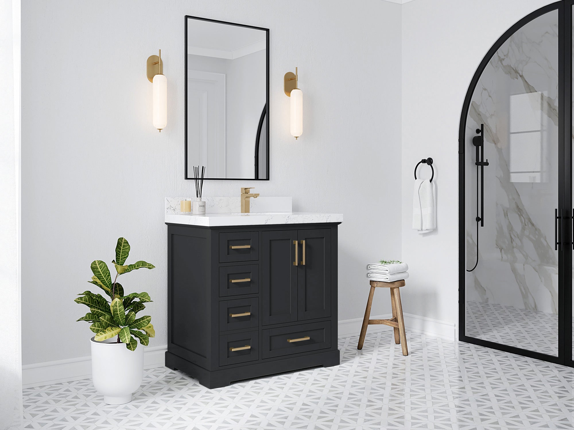 Boston 36 in. W x 22 in. D Right Offset Sink Bathroom Vanity - Willow Bath and Vanity