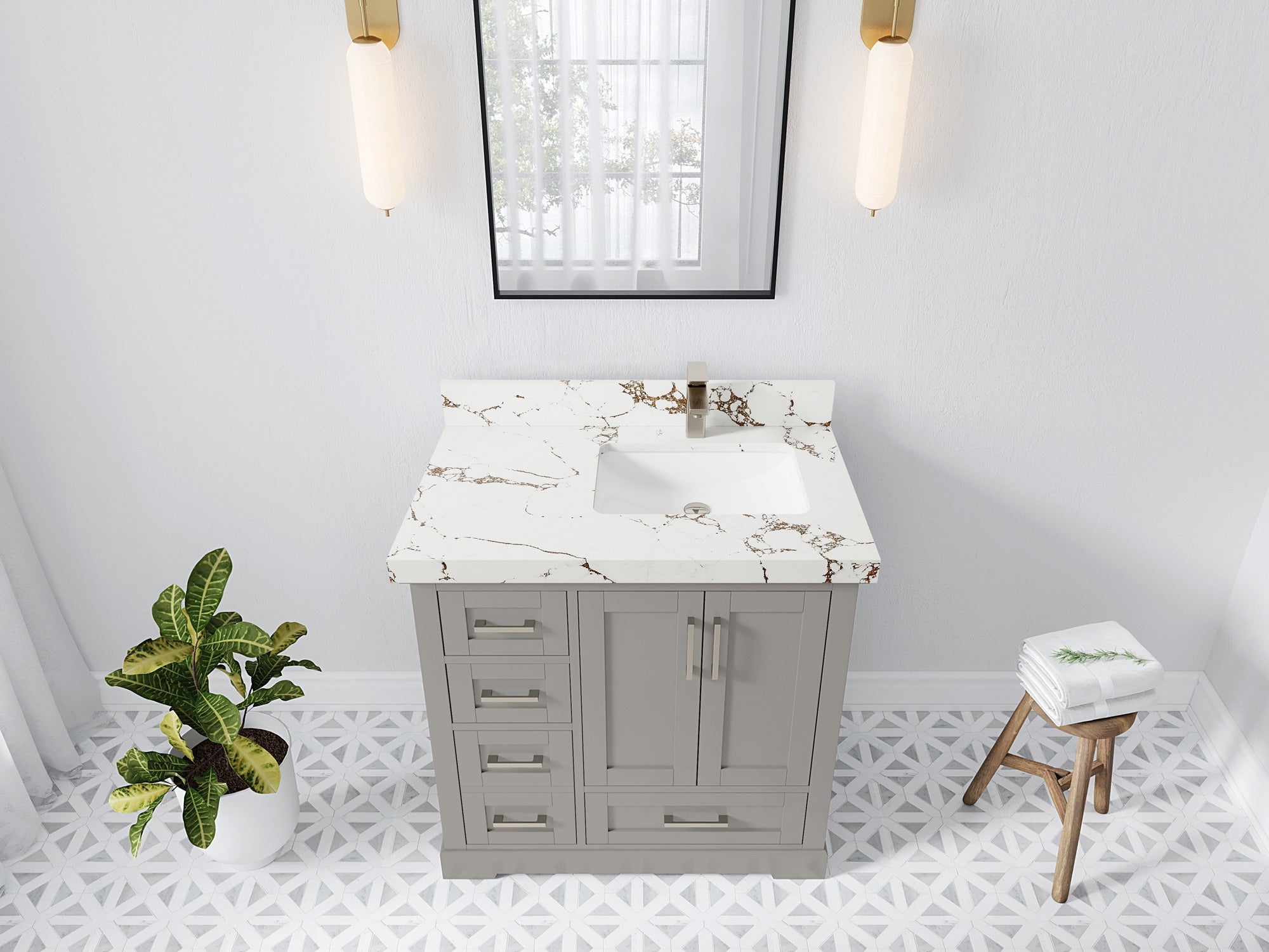 Boston 36 in. W x 22 in. D Right Offset Sink Bathroom Vanity - Willow Bath and Vanity