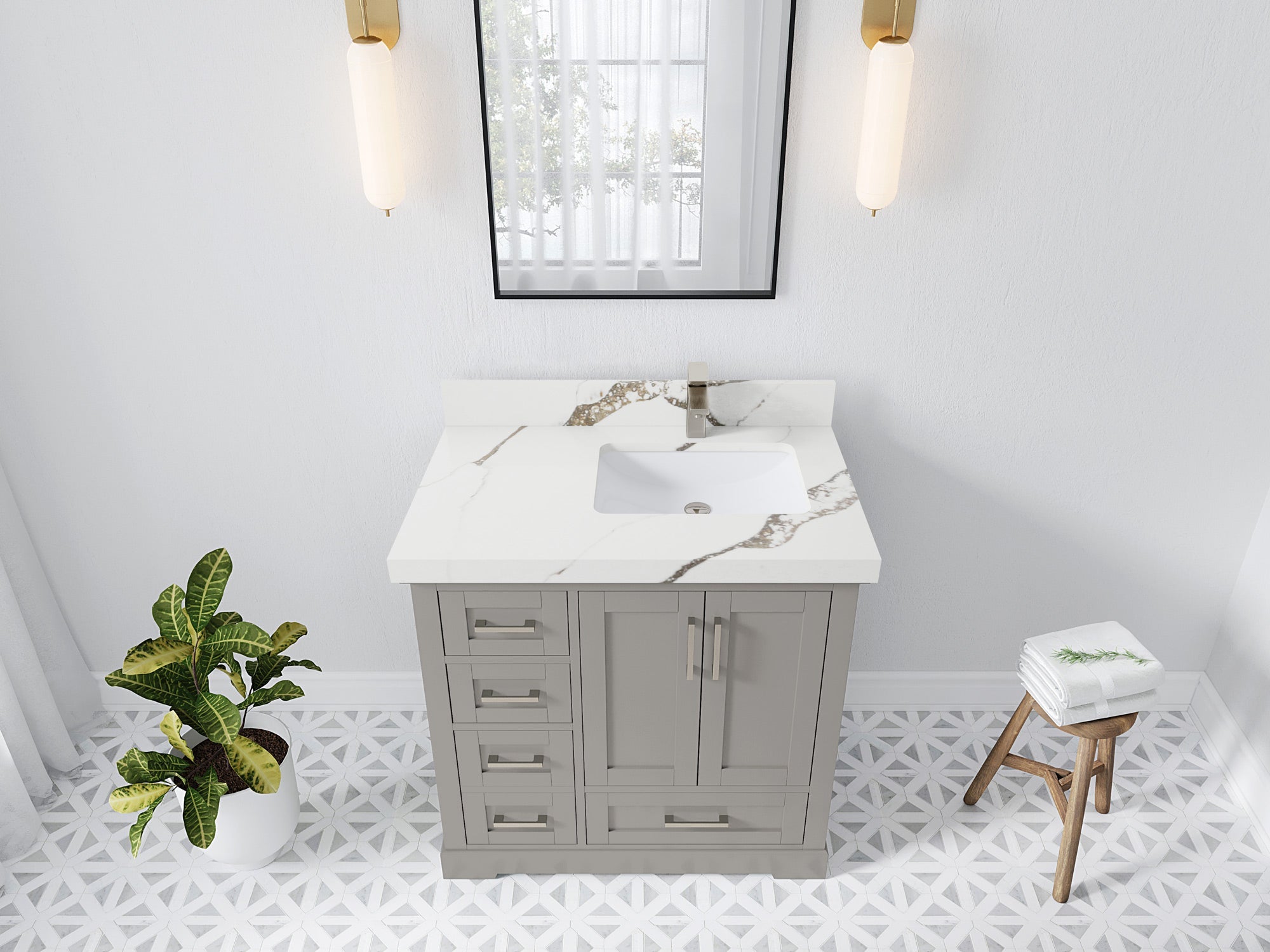 Boston 36 in. W x 22 in. D Right Offset Sink Bathroom Vanity - Willow Bath and Vanity