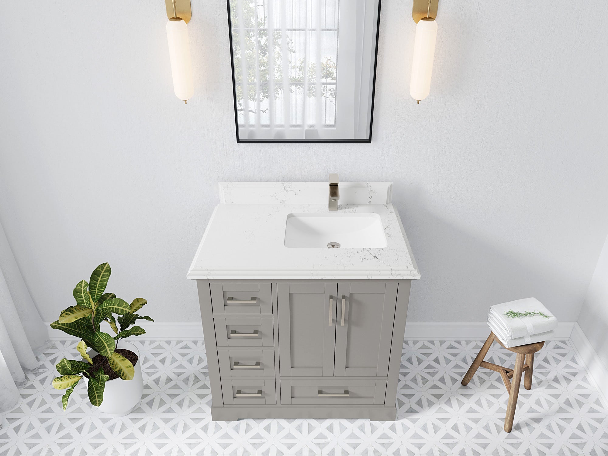 Boston 36 in. W x 22 in. D Right Offset Sink Bathroom Vanity - Willow Bath and Vanity