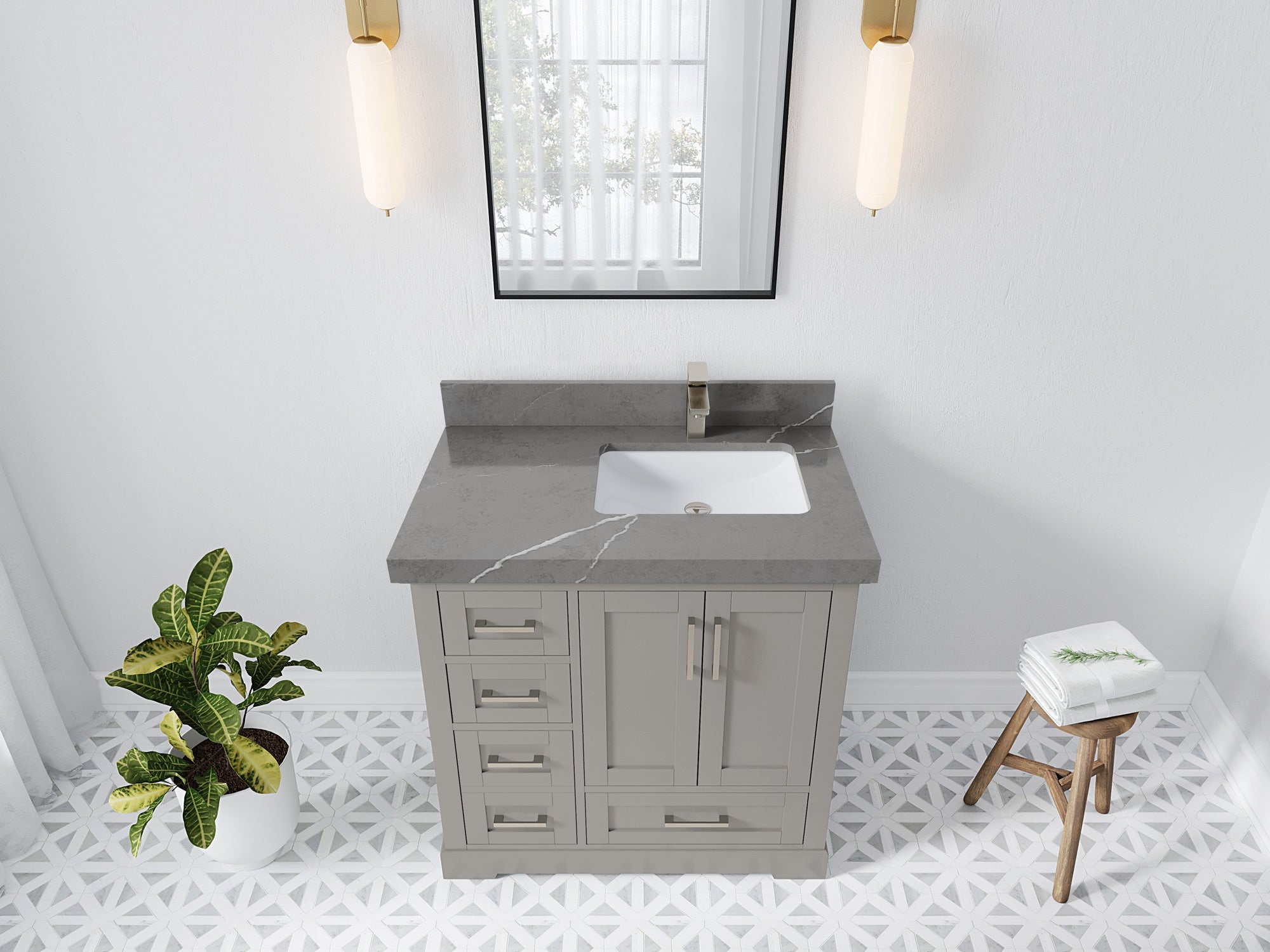 Boston 36 in. W x 22 in. D Right Offset Sink Bathroom Vanity - Willow Bath and Vanity