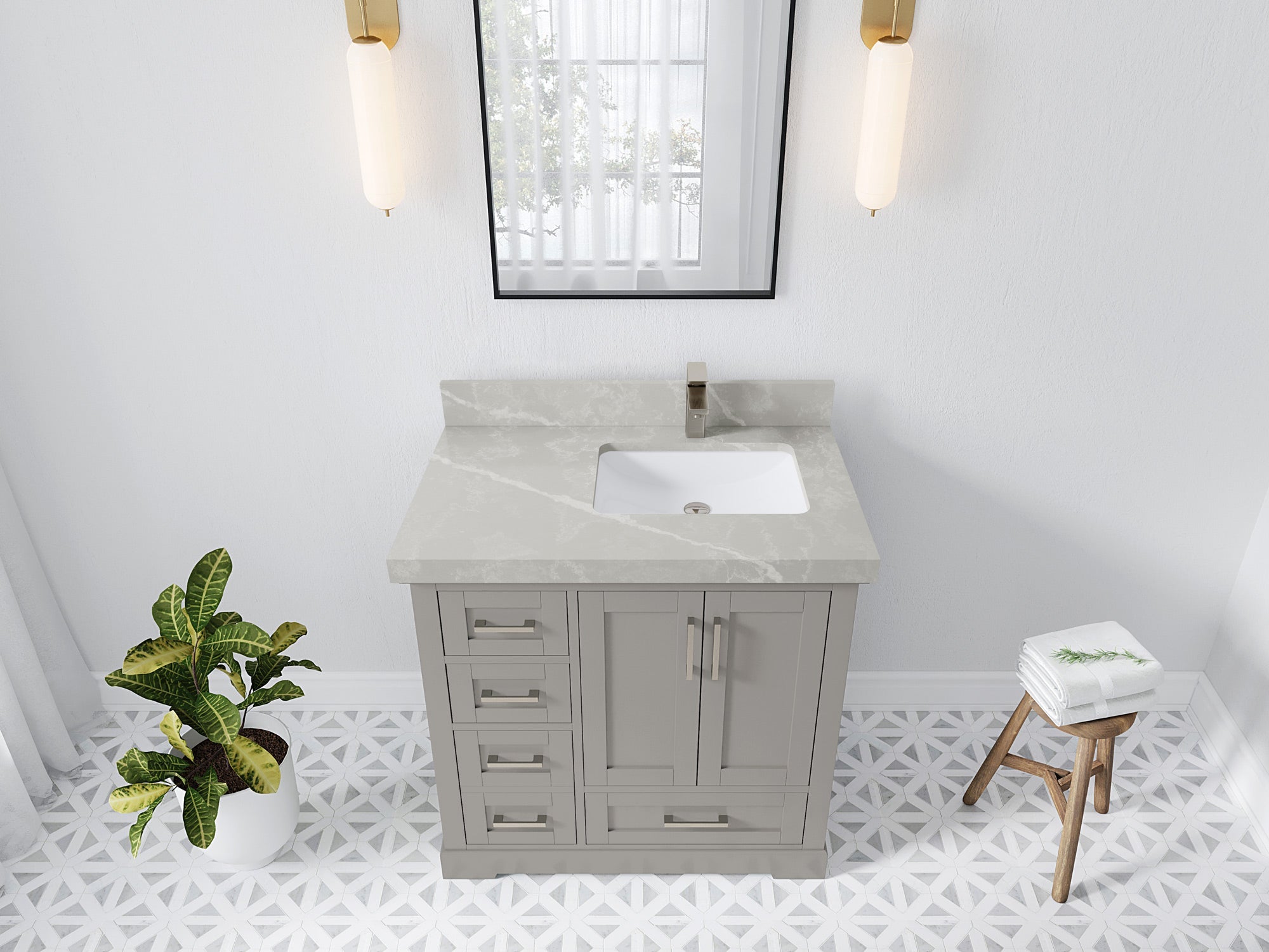 Boston 36 in. W x 22 in. D Right Offset Sink Bathroom Vanity - Willow Bath and Vanity