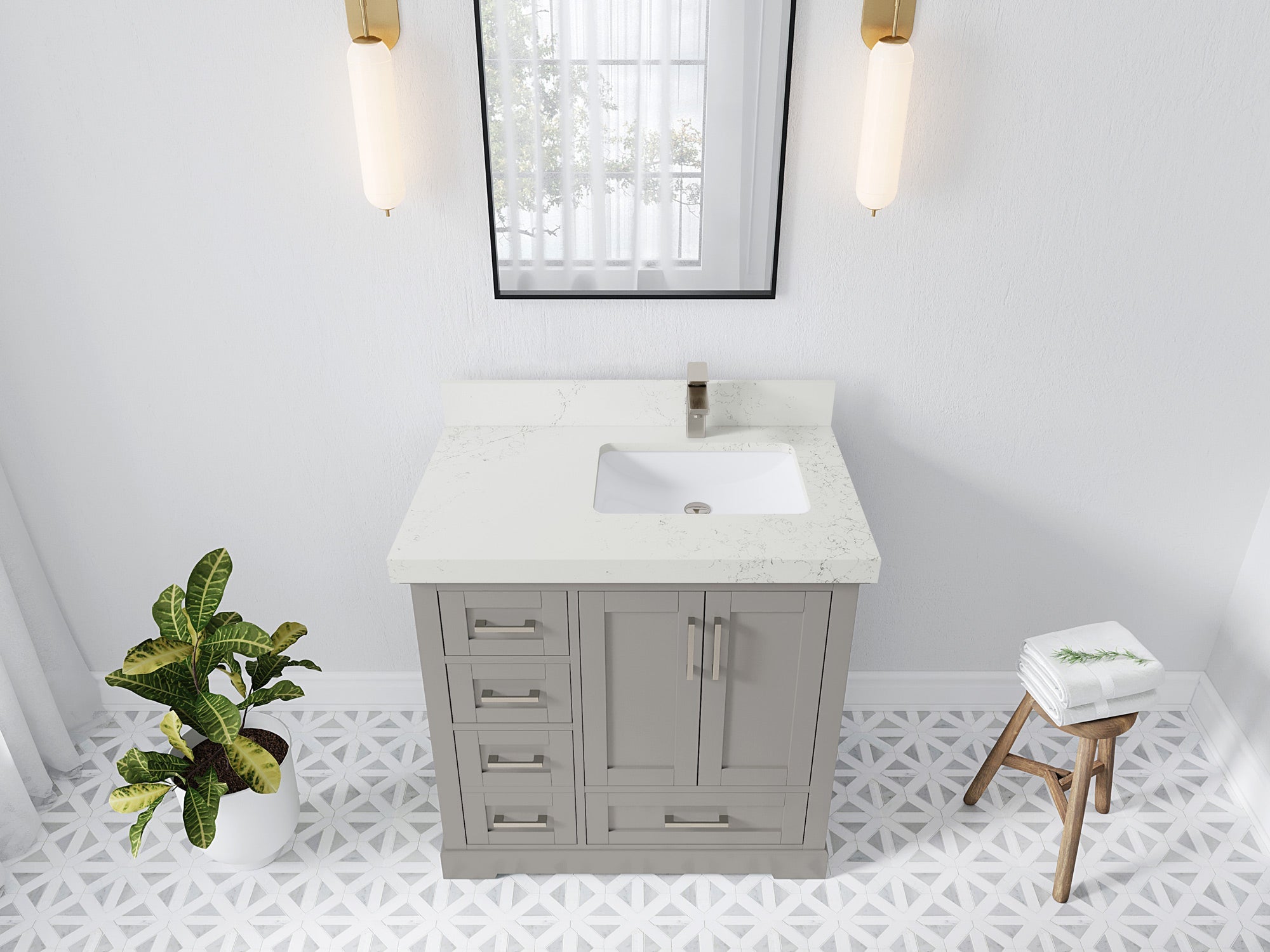 Boston 36 in. W x 22 in. D Right Offset Sink Bathroom Vanity - Willow Bath and Vanity