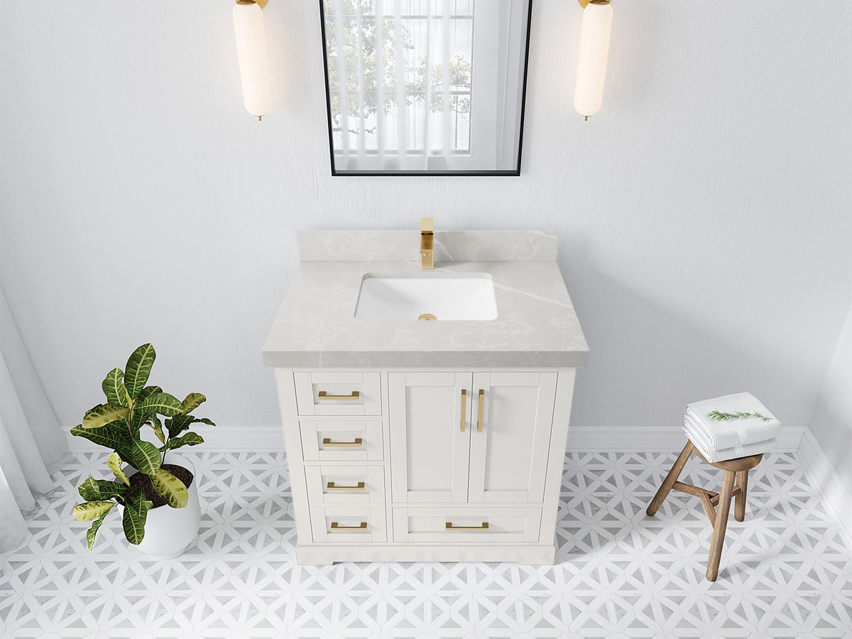 Boston 36" W x 22" D Center Sink Vanity for Modern Bathroom Spaces - Willow Bath and Vanity