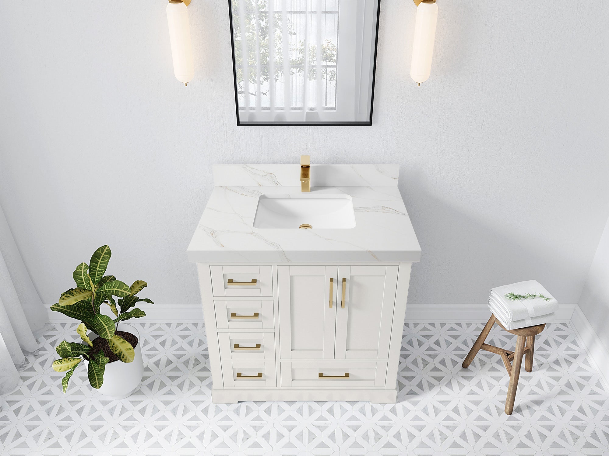 Boston 36" W x 22" D Center Sink Vanity for Modern Bathroom Spaces - Willow Bath and Vanity
