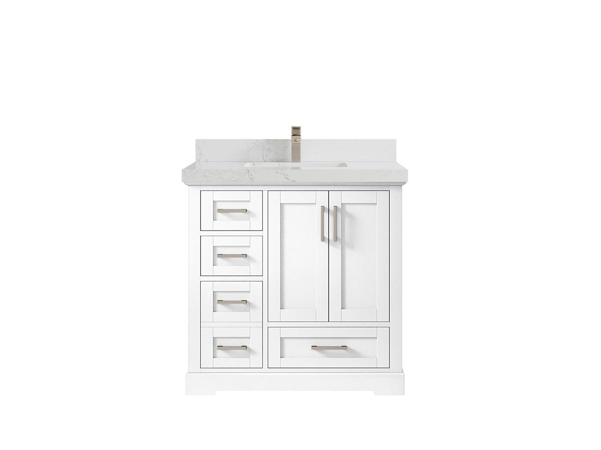Boston 36" W x 22" D Center Sink Vanity for Modern Bathroom Spaces - Willow Bath and Vanity
